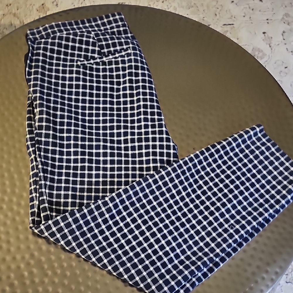J. Crew Women's Navy and White Checkered Pants